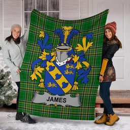 Scottish James Coat of Arms Family Crest Ireland Blanket Irish National Tartan Irish County Blanket