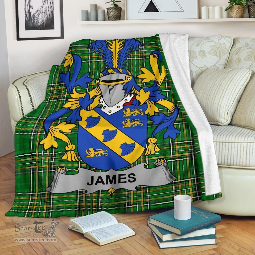 Scottish James Coat of Arms Family Crest Ireland Blanket Irish National Tartan Irish County Blanket