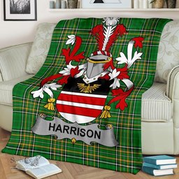 Scottish Harrison Coat of Arms Family Crest Ireland Blanket Irish National Tartan Irish County Blanket