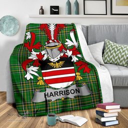 Scottish Harrison Coat of Arms Family Crest Ireland Blanket Irish National Tartan Irish County Blanket