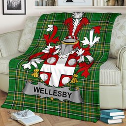 Scottish Wellesby Coat of Arms Family Crest Ireland Blanket Irish National Tartan Irish County Blanket