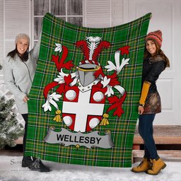 Scottish Wellesby Coat of Arms Family Crest Ireland Blanket Irish National Tartan Irish County Blanket