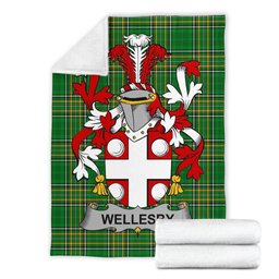 Scottish Wellesby Coat of Arms Family Crest Ireland Blanket Irish National Tartan Irish County Blanket