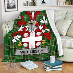Scottish Wellesby Coat of Arms Family Crest Ireland Blanket Irish National Tartan Irish County Blanket