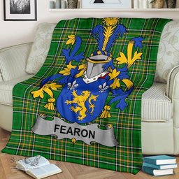 Scottish Fearon or O'Fearon Coat of Arms Family Crest Ireland Blanket Irish National Tartan Irish County Blanket