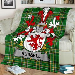 Scottish Russell Coat of Arms Family Crest Ireland Blanket Irish National Tartan Irish County Blanket