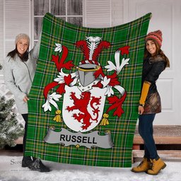 Scottish Russell Coat of Arms Family Crest Ireland Blanket Irish National Tartan Irish County Blanket