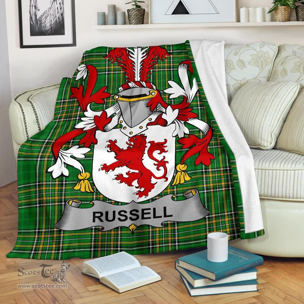 Scottish Russell Coat of Arms Family Crest Ireland Blanket Irish National Tartan Irish County Blanket