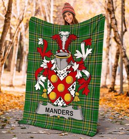 Scottish Manders Coat of Arms Family Crest Ireland Blanket Irish National Tartan Irish County Blanket