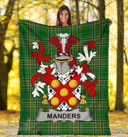 Scottish Manders Coat of Arms Family Crest Ireland Blanket Irish National Tartan Irish County Blanket