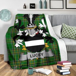 Scottish Lucey or O'Lucy Coat of Arms Family Crest Ireland Blanket Irish National Tartan Irish County Blanket