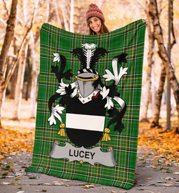 Scottish Lucey or O'Lucy Coat of Arms Family Crest Ireland Blanket Irish National Tartan Irish County Blanket