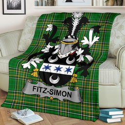 Scottish Fitz-Simon Coat of Arms Family Crest Ireland Blanket Irish National Tartan Irish County Blanket