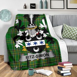 Scottish Fitz-Simon Coat of Arms Family Crest Ireland Blanket Irish National Tartan Irish County Blanket