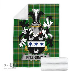 Scottish Fitz-Simon Coat of Arms Family Crest Ireland Blanket Irish National Tartan Irish County Blanket