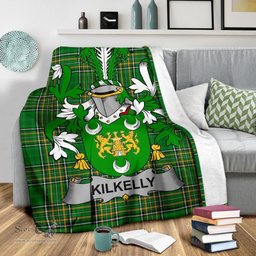 Scottish Kilkelly or Killikelly Coat of Arms Family Crest Ireland Blanket Irish National Tartan Irish County Blanket