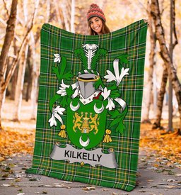 Scottish Kilkelly or Killikelly Coat of Arms Family Crest Ireland Blanket Irish National Tartan Irish County Blanket