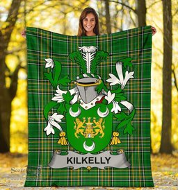 Scottish Kilkelly or Killikelly Coat of Arms Family Crest Ireland Blanket Irish National Tartan Irish County Blanket