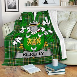 Scottish Kilkelly or Killikelly Coat of Arms Family Crest Ireland Blanket Irish National Tartan Irish County Blanket
