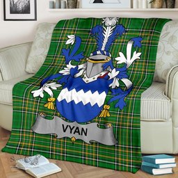 Scottish Vyan Coat of Arms Family Crest Ireland Blanket Irish National Tartan Irish County Blanket