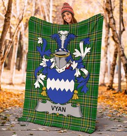 Scottish Vyan Coat of Arms Family Crest Ireland Blanket Irish National Tartan Irish County Blanket