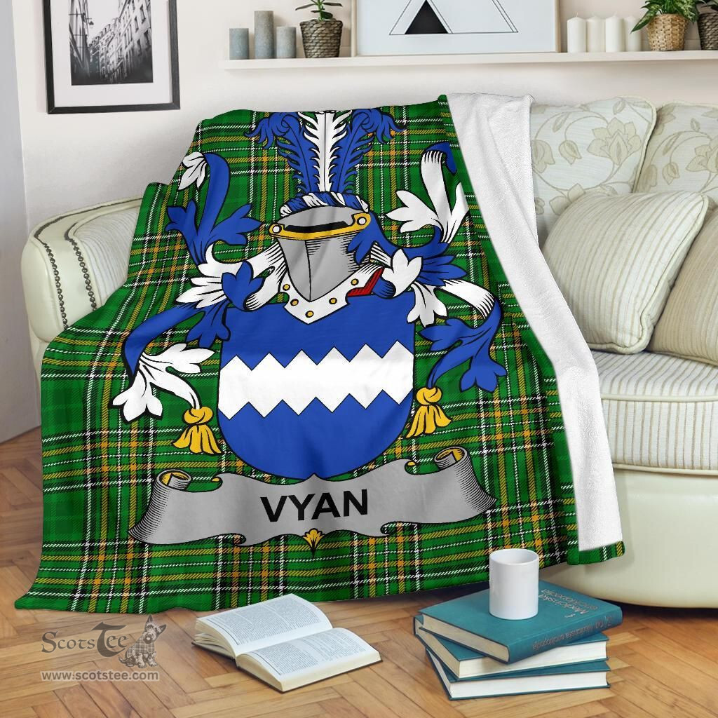 Scottish Vyan Coat of Arms Family Crest Ireland Blanket Irish National Tartan Irish County Blanket