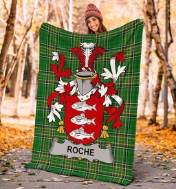 Scottish Roche Coat of Arms Family Crest Ireland Blanket Irish National Tartan Irish County Blanket