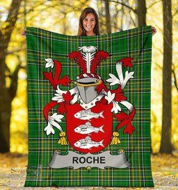 Scottish Roche Coat of Arms Family Crest Ireland Blanket Irish National Tartan Irish County Blanket