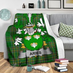 Scottish Aries Coat of Arms Family Crest Ireland Blanket Irish National Tartan Irish County Blanket