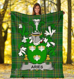 Scottish Aries Coat of Arms Family Crest Ireland Blanket Irish National Tartan Irish County Blanket