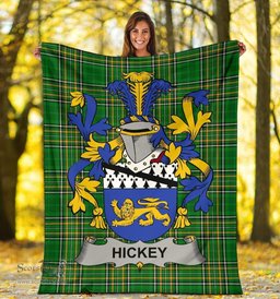 Scottish Hickey or O'Hickey Coat of Arms Family Crest Ireland Blanket Irish National Tartan Irish County Blanket