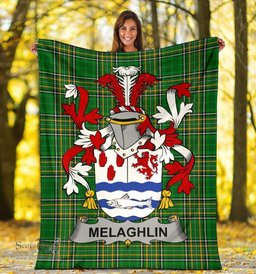 Scottish Melaghlin or O'Melaghlin Coat of Arms Family Crest Ireland Blanket Irish National Tartan Irish County Blanket