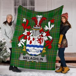 Scottish Melaghlin or O'Melaghlin Coat of Arms Family Crest Ireland Blanket Irish National Tartan Irish County Blanket