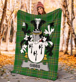 Scottish Gibbs Coat of Arms Family Crest Ireland Blanket Irish National Tartan Irish County Blanket