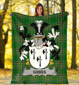 Scottish Gibbs Coat of Arms Family Crest Ireland Blanket Irish National Tartan Irish County Blanket