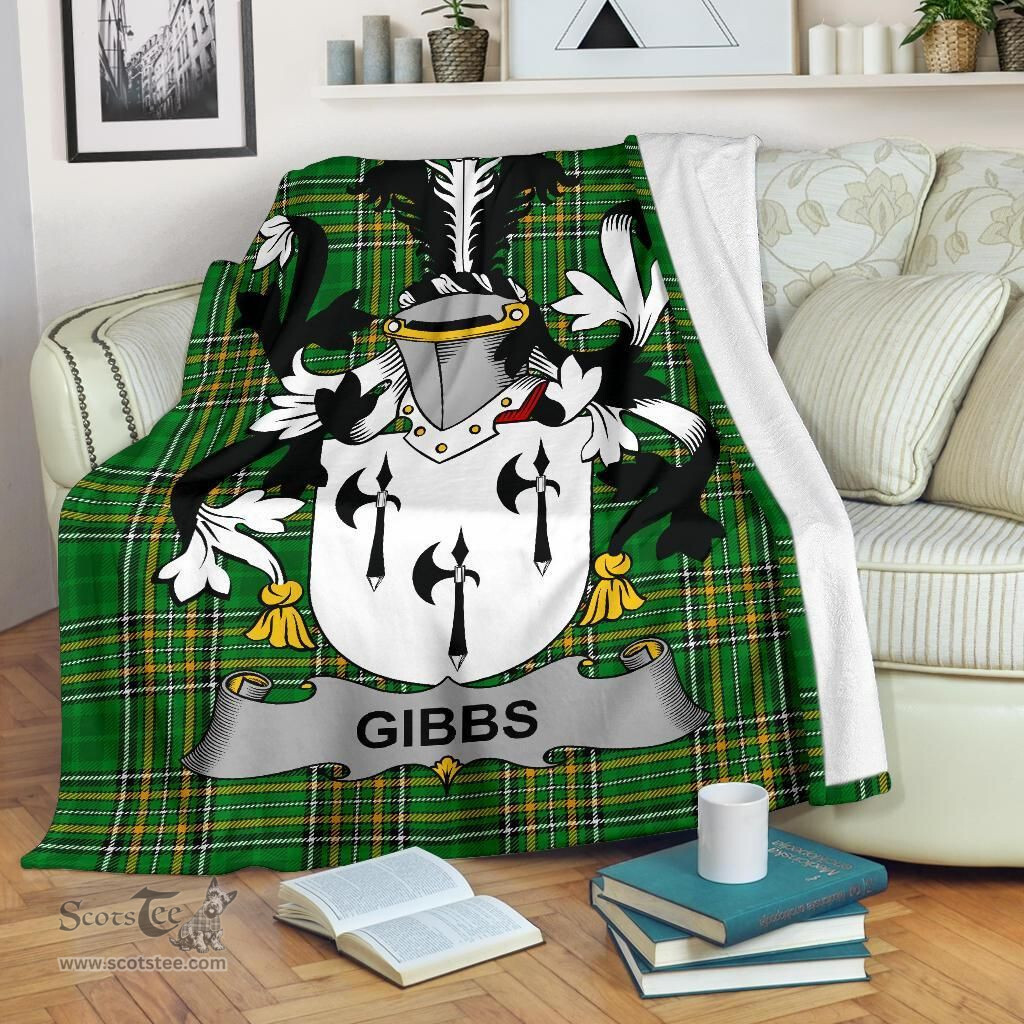 Scottish Gibbs Coat of Arms Family Crest Ireland Blanket Irish National Tartan Irish County Blanket