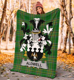 Scottish Aldwell Coat of Arms Family Crest Ireland Blanket Irish National Tartan Irish County Blanket