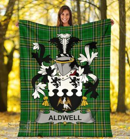 Scottish Aldwell Coat of Arms Family Crest Ireland Blanket Irish National Tartan Irish County Blanket