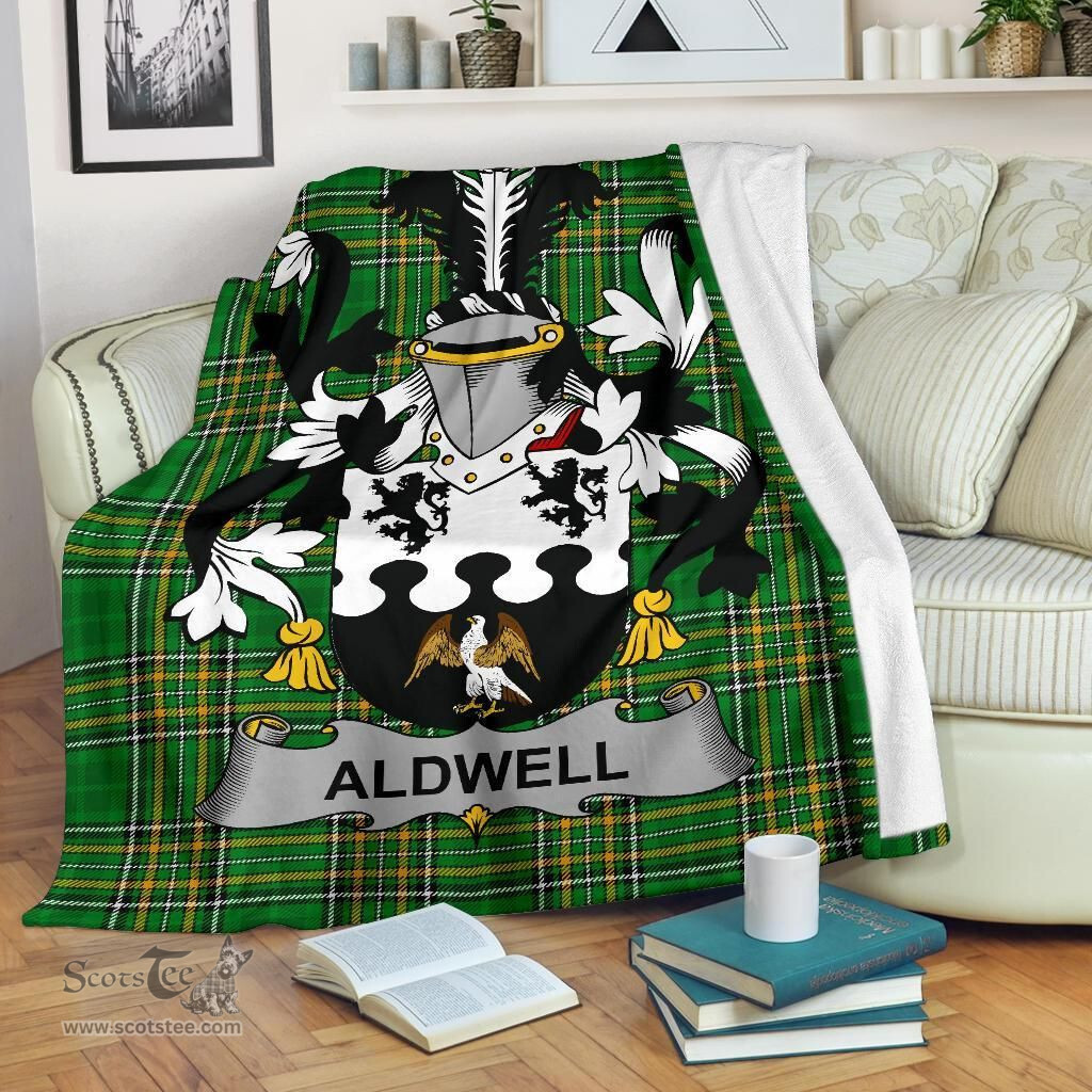 Scottish Aldwell Coat of Arms Family Crest Ireland Blanket Irish National Tartan Irish County Blanket