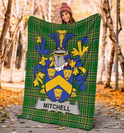 Scottish Mitchell Coat of Arms Family Crest Ireland Blanket Irish National Tartan Irish County Blanket