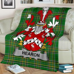 Scottish Hearon or Hearn Coat of Arms Family Crest Ireland Blanket Irish National Tartan Irish County Blanket