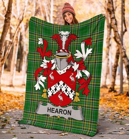Scottish Hearon or Hearn Coat of Arms Family Crest Ireland Blanket Irish National Tartan Irish County Blanket