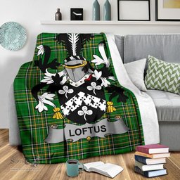 Scottish Loftus Coat of Arms Family Crest Ireland Blanket Irish National Tartan Irish County Blanket