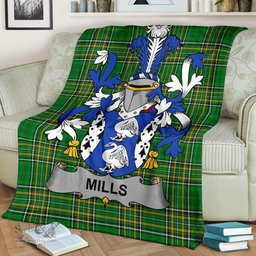 Scottish Mills Coat of Arms Family Crest Ireland Blanket Irish National Tartan Irish County Blanket