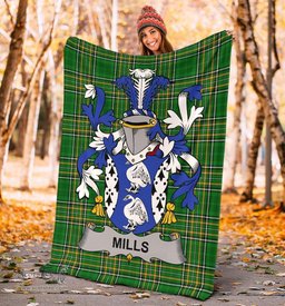 Scottish Mills Coat of Arms Family Crest Ireland Blanket Irish National Tartan Irish County Blanket