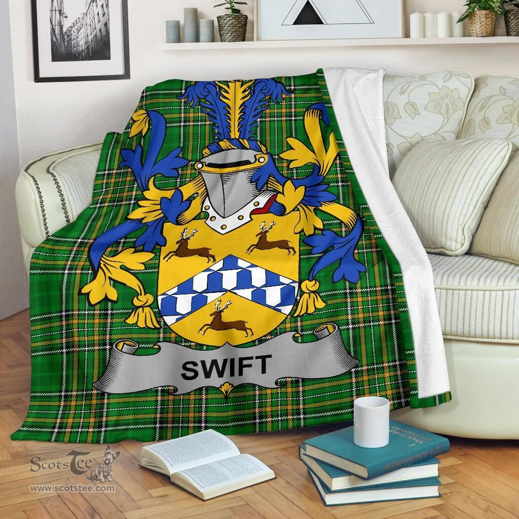 Scottish Swift Coat of Arms Family Crest Ireland Blanket Irish National Tartan Irish County Blanket