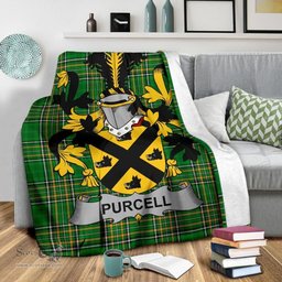 Scottish Purcell Coat of Arms Family Crest Ireland Blanket Irish National Tartan Irish County Blanket