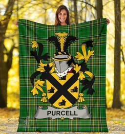 Scottish Purcell Coat of Arms Family Crest Ireland Blanket Irish National Tartan Irish County Blanket