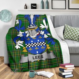 Scottish Lees or McAleese Coat of Arms Family Crest Ireland Blanket Irish National Tartan Irish County Blanket