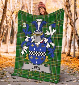 Scottish Lees or McAleese Coat of Arms Family Crest Ireland Blanket Irish National Tartan Irish County Blanket